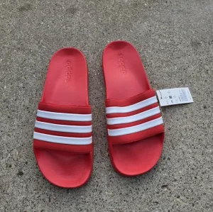 Adidas Red and White Slide Sandals Men Size 12