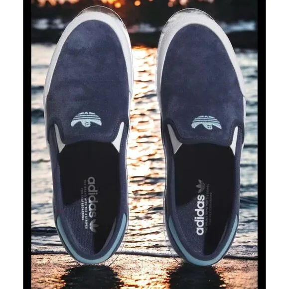 Adidas Shmoofoil Navy Suede Slip On Skateboarding Shoes Ghost Mens Size 13 New