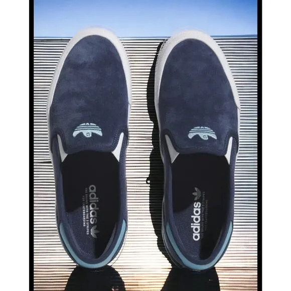Adidas Shmoofoil Navy Suede Slip On Skateboarding Shoes Ghost Mens Size 13 New