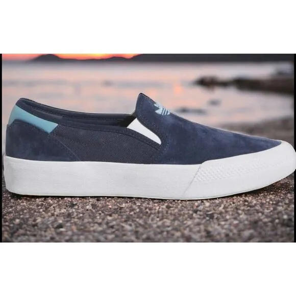 Adidas Shmoofoil Navy Suede Slip On Skateboarding Shoes Ghost Mens Size 13 New