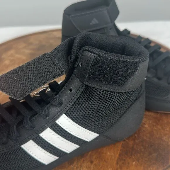 Adidas Shoes Boys 4.5 Wrestling HVC k Lutte Black White Athletic Boots