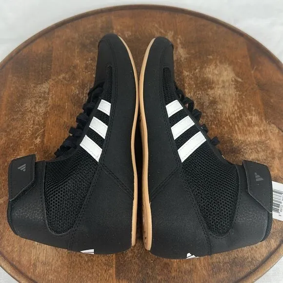 Adidas Shoes Boys 4.5 Wrestling HVC k Lutte Black White Athletic Boots