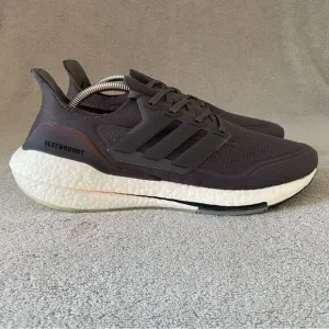 Adidas Shoes Mens 11.5 Gray Orange UltraBoost 21 Prime Knit Sneakers FY0372 #B