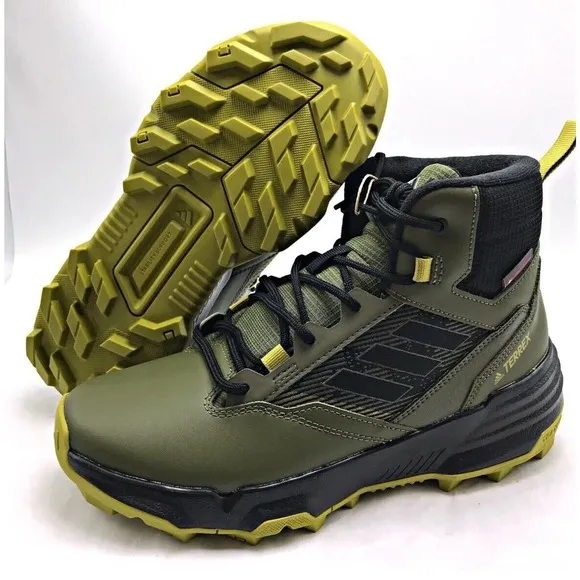 Adidas Terrex Unity Leather Mid Cold RDY Olive Hiking Boots Mens 10.5 Fast Ship