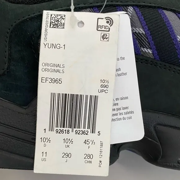 Adidas Yung-1 Purple Plaid Sneaker Size 11 Men