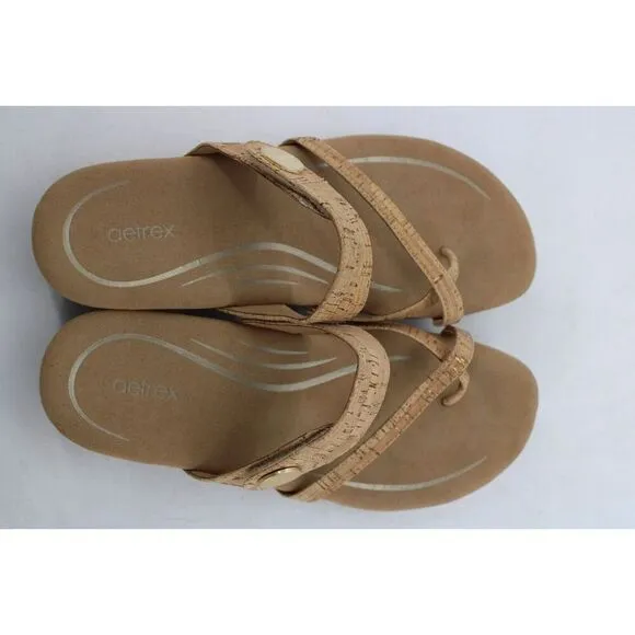 AETREX Izzy Sandles Women 10/41 US  Cork Synthetic Arch Support