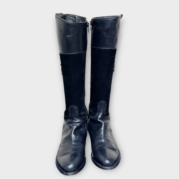 AGL &quot;Softy Nero&quot; black suede and leather riding boots women’s size 8 fall winter