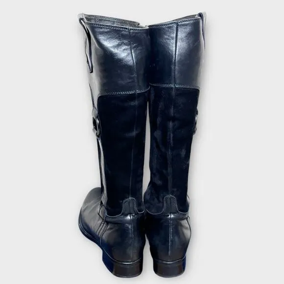 AGL &quot;Softy Nero&quot; black suede and leather riding boots women’s size 8 fall winter
