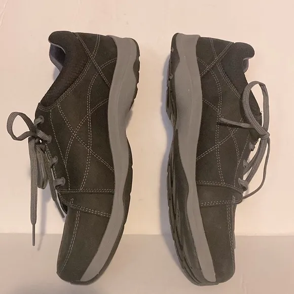 Ahnu Women’s Taraval Black and Gray Leather Sneakers with Suede Finish