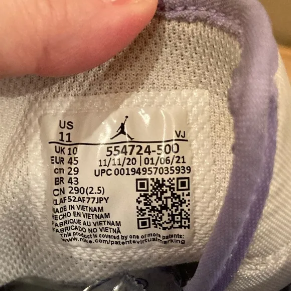 Air Jordan 1 Mid Purple Pulse 554724-500 Sz-11 White &amp; Purple