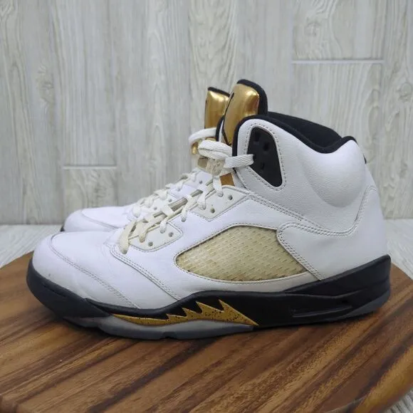 Air Jordan Retro 5 V Olympic Gold Megal 2016 Men's Size 13 Athletic Shoes