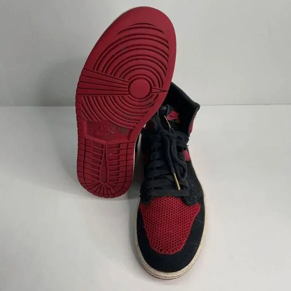 Air Jordan 1 Retro High FlyKnit Bred GS Size 6.5 Shoes Sneakers (READ)‎