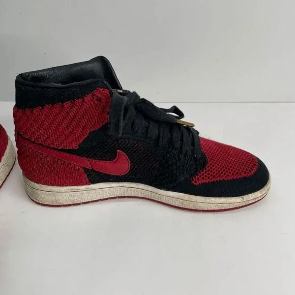 Air Jordan 1 Retro High FlyKnit Bred GS Size 6.5 Shoes Sneakers (READ)‎