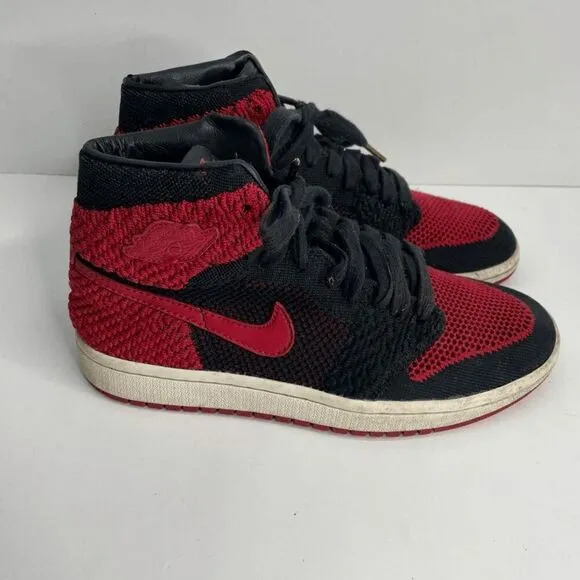Air Jordan 1 Retro High FlyKnit Bred GS Size 6.5 Shoes Sneakers (READ)‎