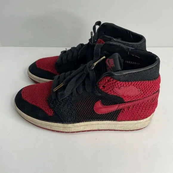 Air Jordan 1 Retro High FlyKnit Bred GS Size 6.5 Shoes Sneakers (READ)‎