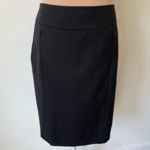Akris 100% Wool Zipper Pocket Gray Career Professional Pencil Skirt EUC Size 6