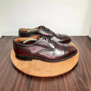 ALDEN 908 Mens 8 Shoes Burgundy Calfskin Leather Medallion Perf Tip Oxford $690