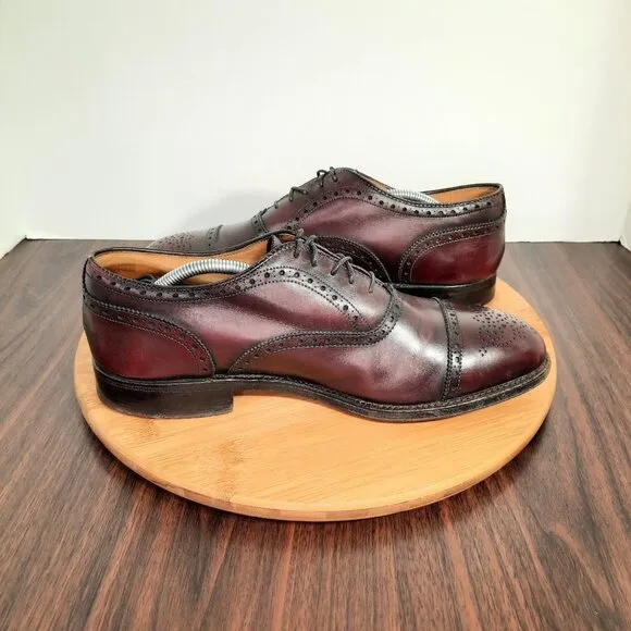 ALDEN 908 Mens 8 Shoes Burgundy Calfskin Leather Medallion Perf Tip Oxford $690