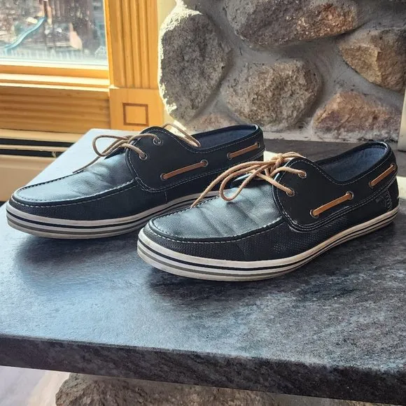 Aldo Black/Brown Leather Boat Shoes Size 10