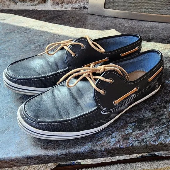 Aldo Black/Brown Leather Boat Shoes Size 10