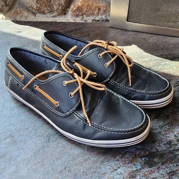 Aldo Black/Brown Leather Boat Shoes Size 10