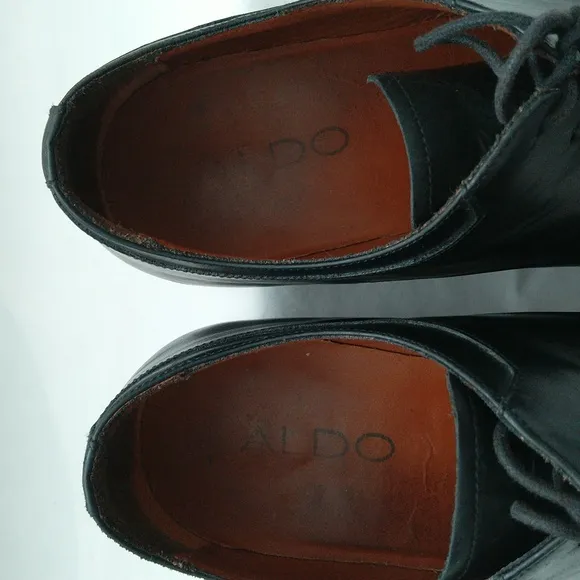 Aldo men's Oxford leather lace up black formal business dress shoes Sz 42