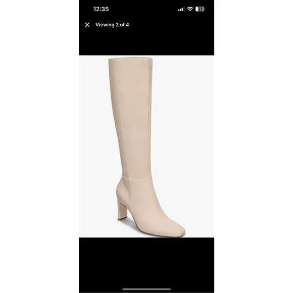 Alfani Womens Tristanne Zipper Tall Knee-High Boots | Bone Smooth | 6.5 New
