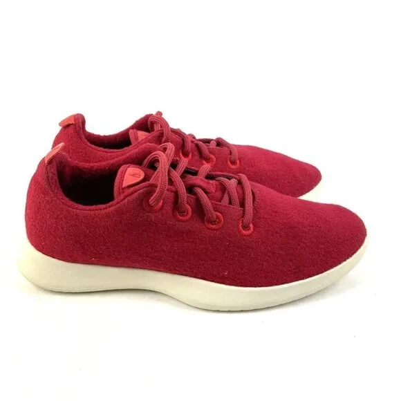 Allbirds Wool Runners Shoes 8 Red Merino Lace Up Sneakers Womens