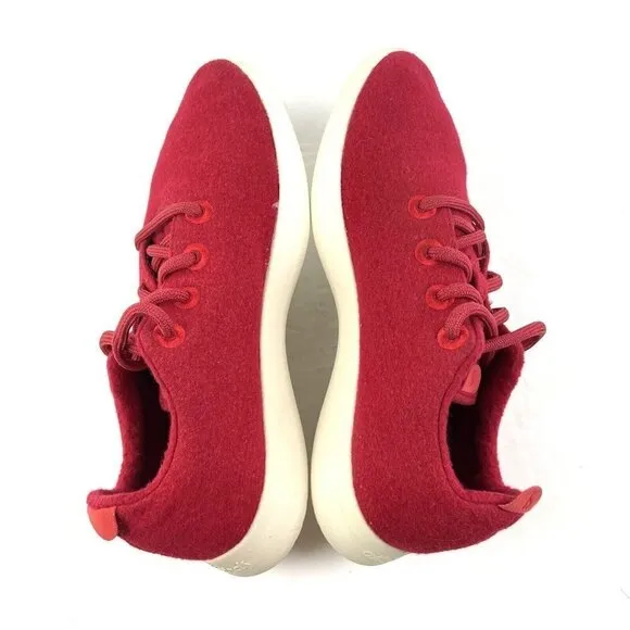 Allbirds Wool Runners Shoes 8 Red Merino Lace Up Sneakers Womens