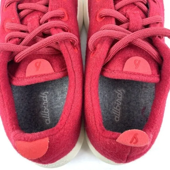 Allbirds Wool Runners Shoes 8 Red Merino Lace Up Sneakers Womens