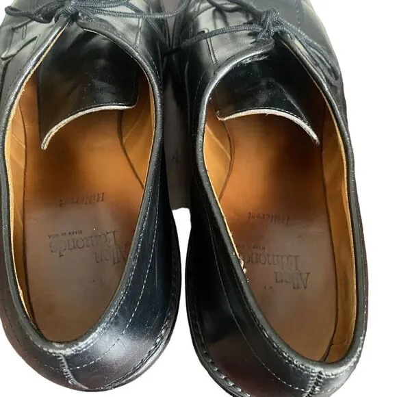 Allen Edmonds Black Dress Shoes 11 D Leather Cap Toe Oxford Hillcrest Laces JN23