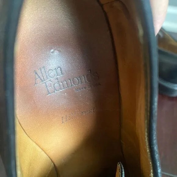 Allen Edmonds Black Dress Shoes 11 D Leather Cap Toe Oxford Hillcrest Laces JN23