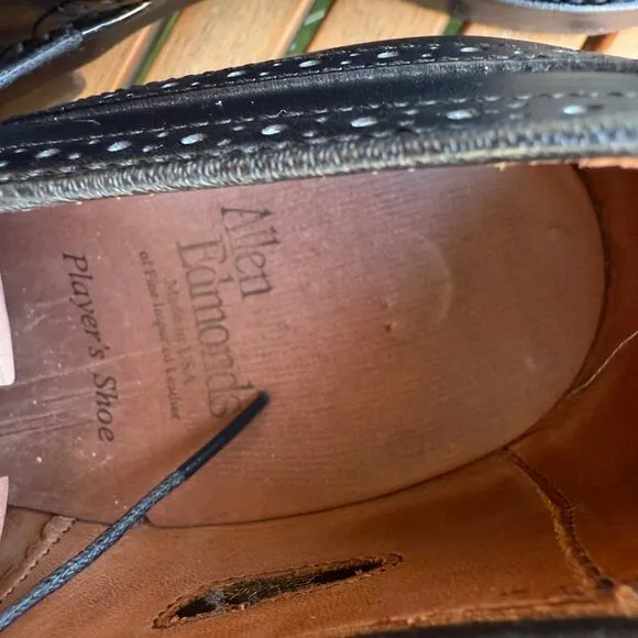 Allen Edmonds Black Leather Wingtip Oxford Shoes Mens Size 10D