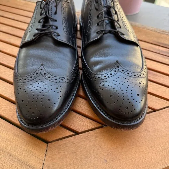 Allen Edmonds Black Leather Wingtip Oxford Shoes Mens Size 10D