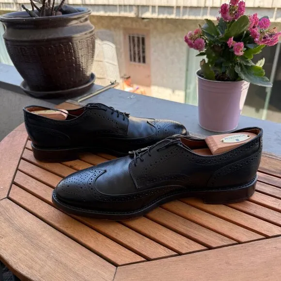 Allen Edmonds Black Leather Wingtip Oxford Shoes Mens Size 10D