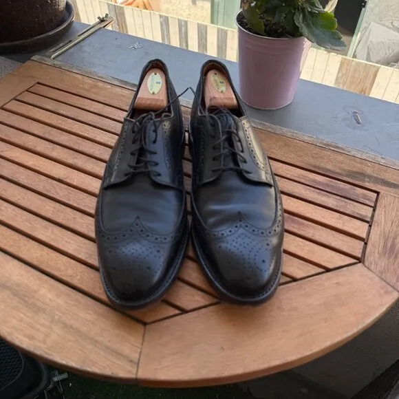 Allen Edmonds Black Leather Wingtip Oxford Shoes Mens Size 10D