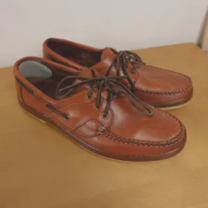 Allen Edmonds Boat Shoes Mens 9.5 B Brown Leather Eastport 43502