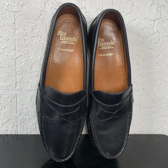 Allen Edmonds Cavanaugh Black Leather Penny Loafer Shoes 10.5 B Made in USA EUC