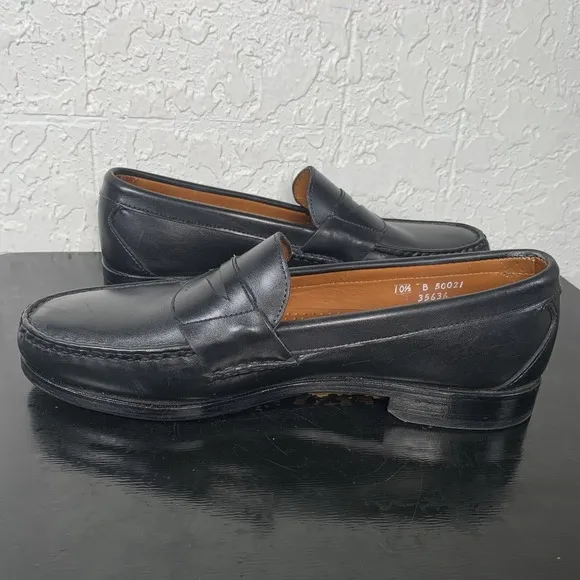 Allen Edmonds Cavanaugh Black Leather Penny Loafer Shoes 10.5 B Made in USA EUC