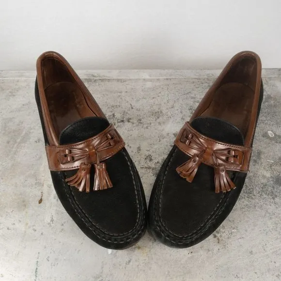 𝅺Allen Edmonds Chatham Black &amp; Brown Loafer Boat Shoes Leather