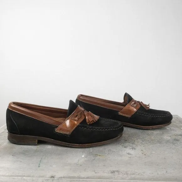𝅺Allen Edmonds Chatham Black &amp; Brown Loafer Boat Shoes Leather
