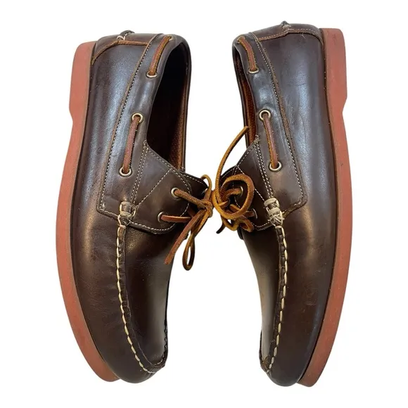 Allen Edmonds Men's 10 Brown Seaform Insole Force 10 Maritime Boat Shoes