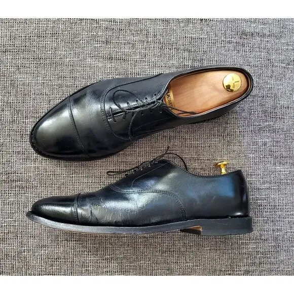 Allen Edmonds Mens Park Avenue Black Captoe Lace-up Oxford Dress Shoes Size 9.5C