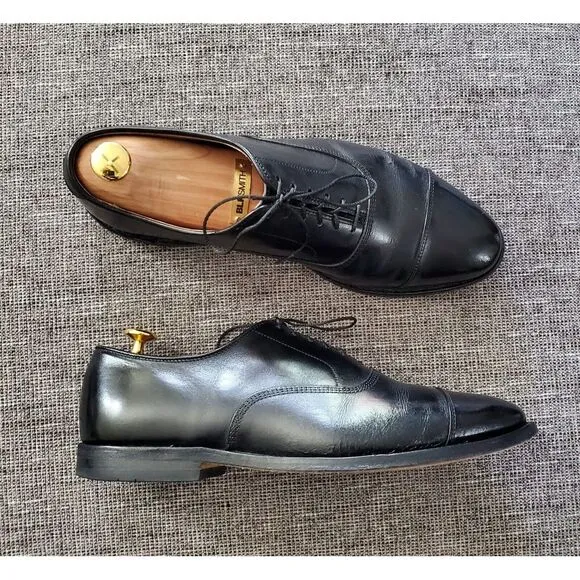 Allen Edmonds Mens Park Avenue Black Captoe Lace-up Oxford Dress Shoes Size 9.5C