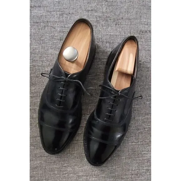 Allen Edmonds Mens Park Avenue Black Captoe Lace-up Oxford Dress Shoes Size 9.5C
