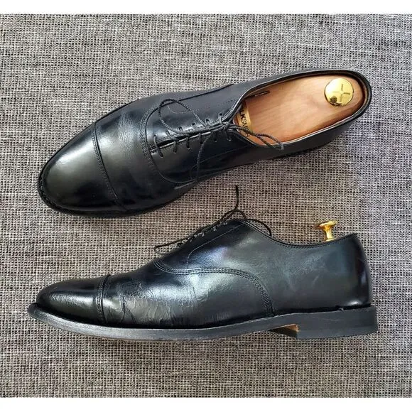 Allen Edmonds Mens Park Avenue Black Captoe Lace-up Oxford Dress Shoes Size 9.5C