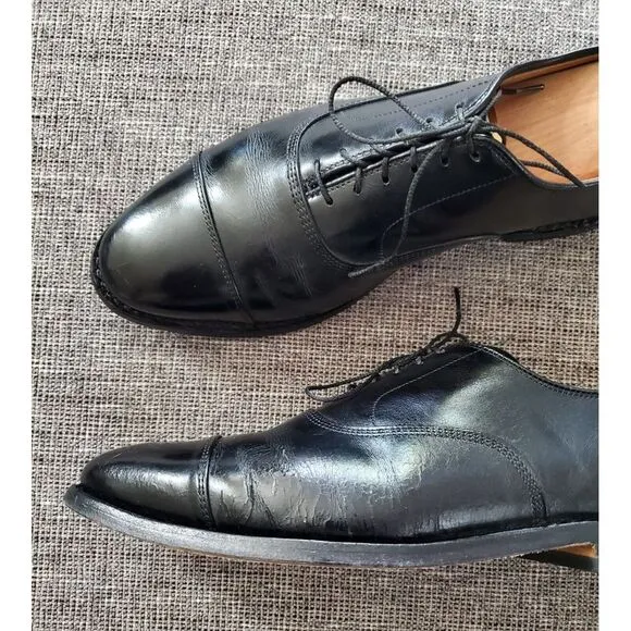 Allen Edmonds Mens Park Avenue Black Captoe Lace-up Oxford Dress Shoes Size 9.5C