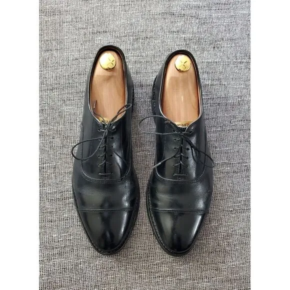 Allen Edmonds Mens Park Avenue Black Captoe Lace-up Oxford Dress Shoes Size 9.5C