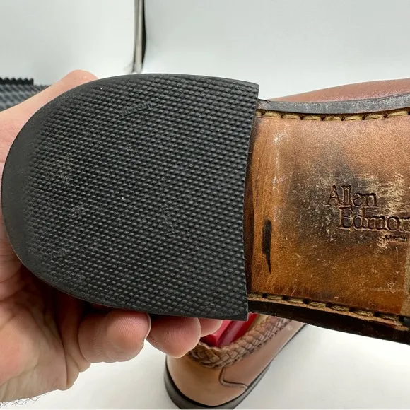 Allen Edmonds Newcomb Mens 9.5 Woven Leather Penny Loaders Slip On Shoes Leather