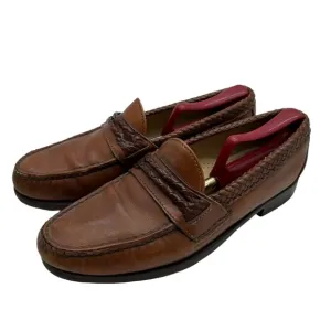 Allen Edmonds Newcomb Mens 9.5 Woven Leather Penny Loaders Slip On Shoes Leather